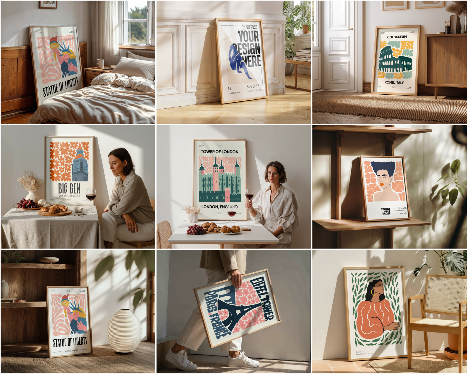 150 Poster Frame Mockup PSD Bundle, Wall Art Display , Din A Ratio