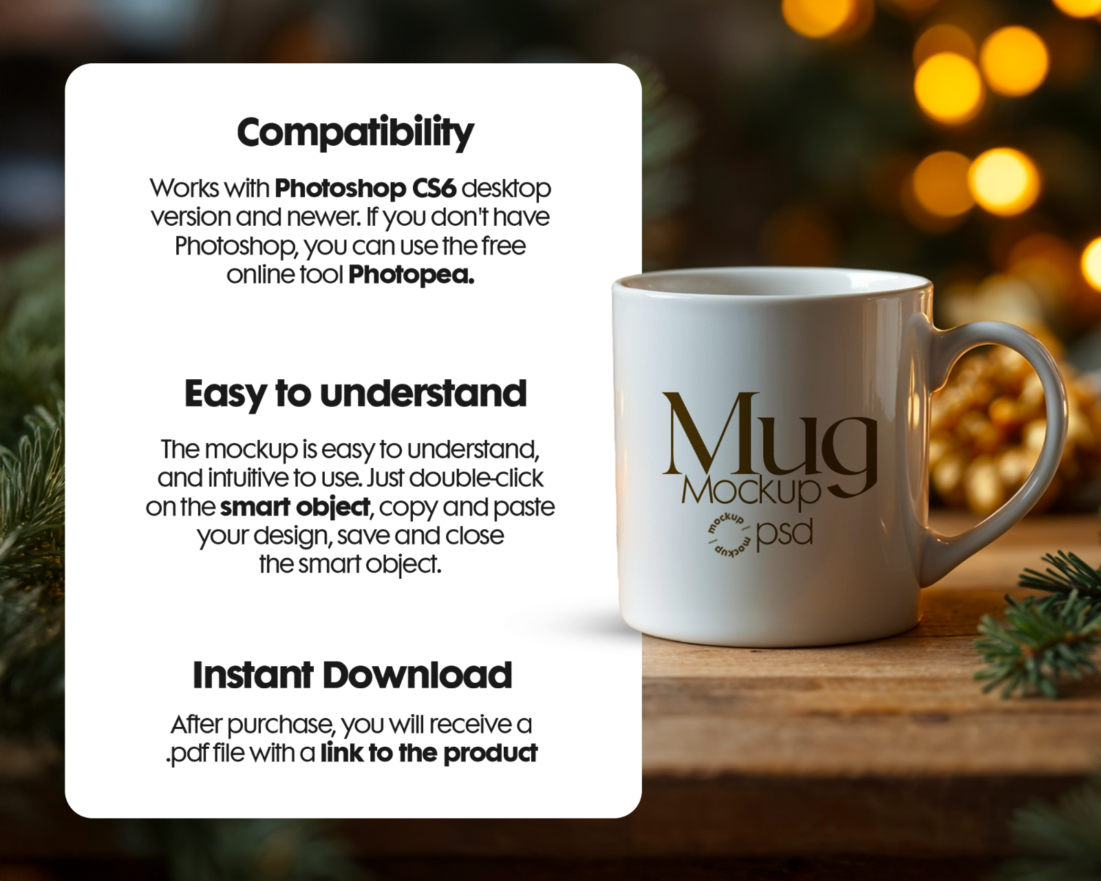 Christmas Mug Mockup Bundle: 11oz White Ceramic (Digital Download)