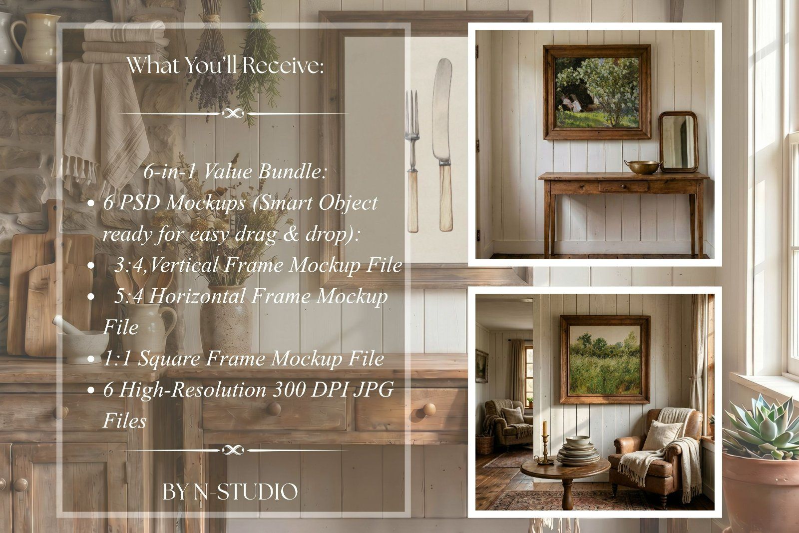 Rustic rooms Frame Mockup Bundle Collection