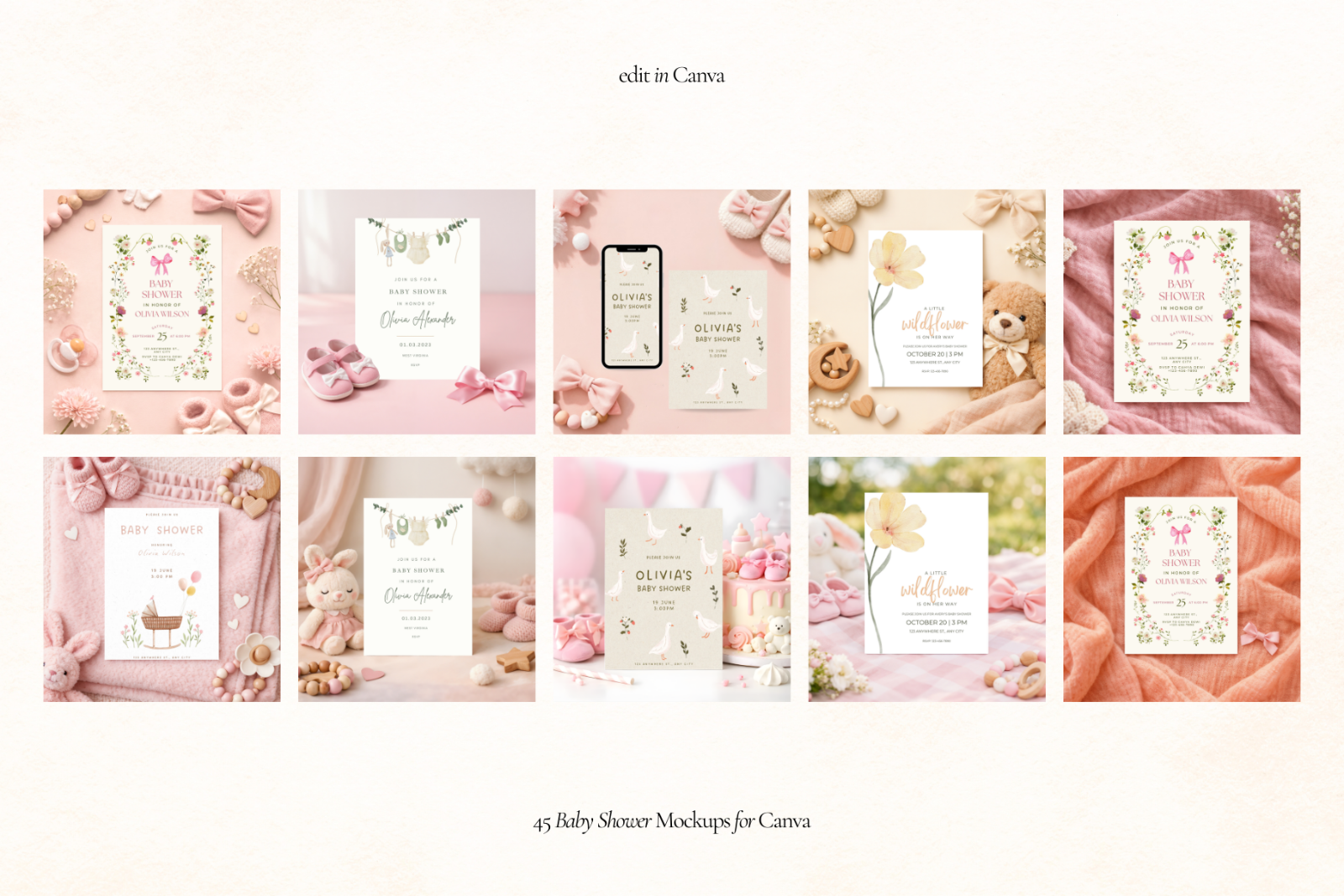 Baby Shower Invitation Canva Mockups