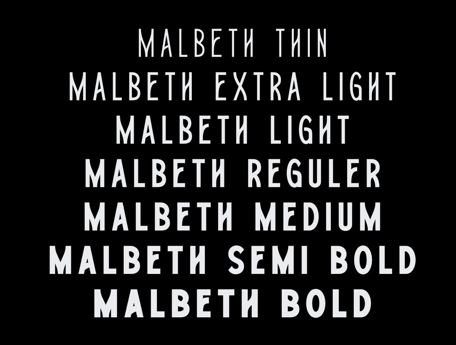 Condensed Font Family Malbeth | 7 Modern Sans Serif Weights — image 9