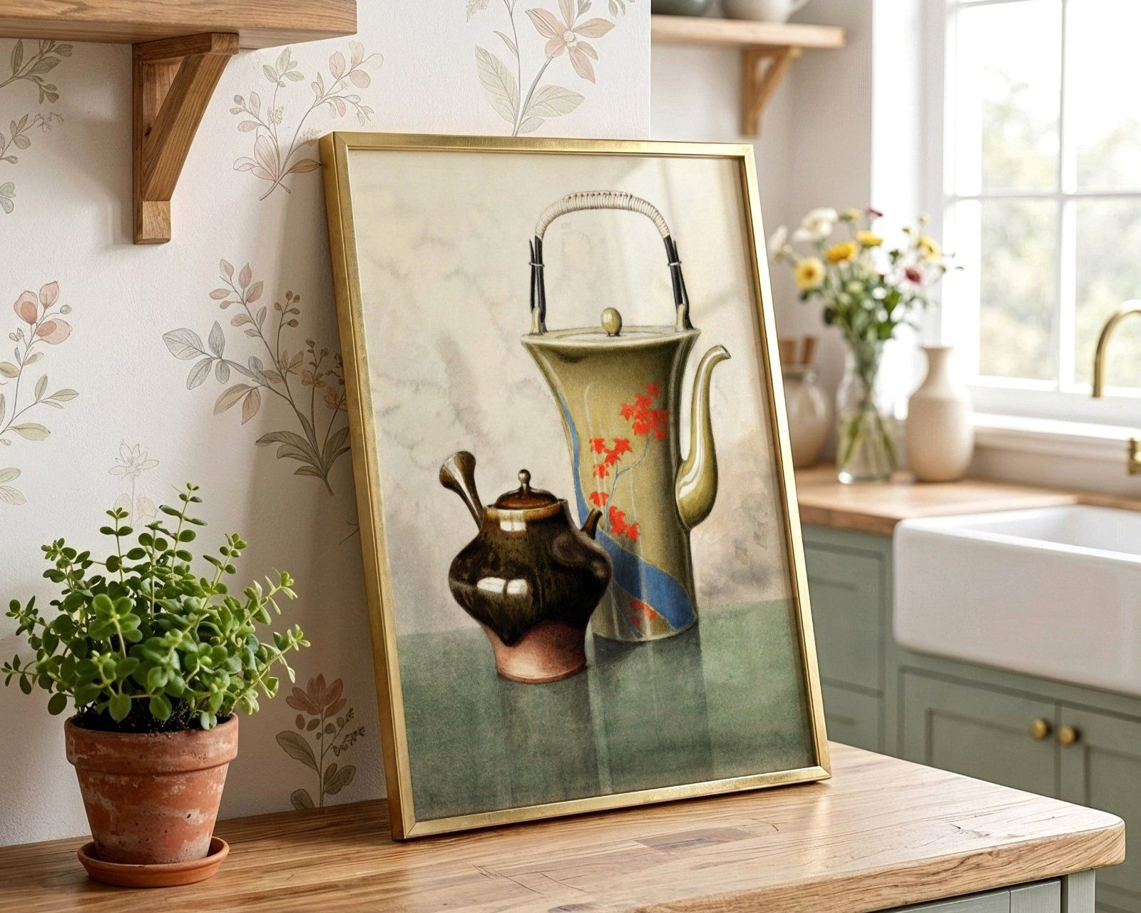 Kitchen Countertop glass reflection Frame Mockup