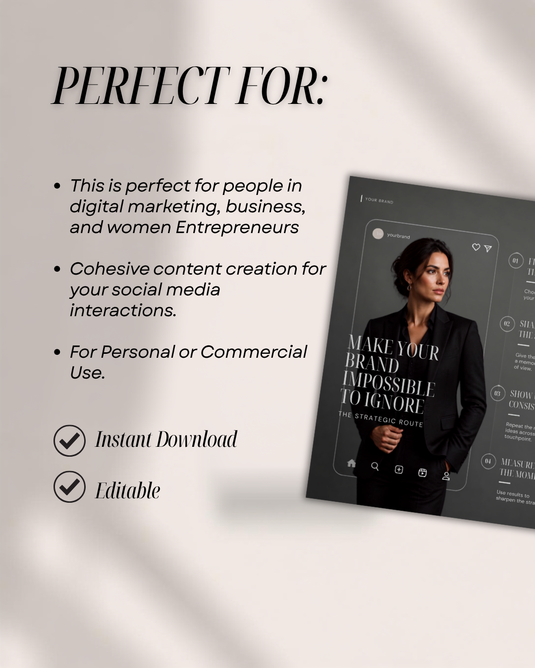 Women Entrepreneurs Instagram Post Templates | Minimalist Brand Strategy (Digital Download) — image 4