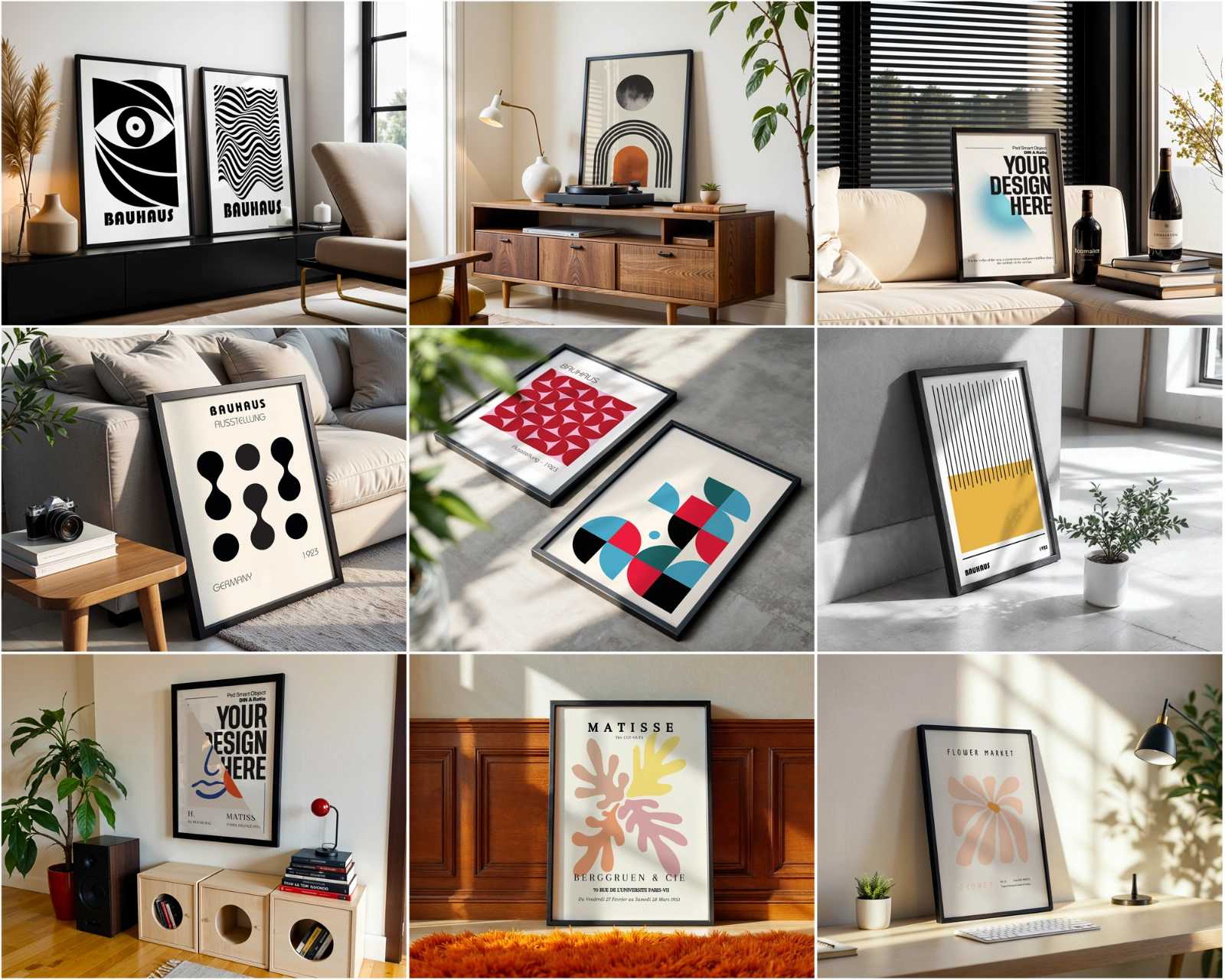 100 Black Frame Poster Mockup PSD Bundle, Wall Art & Poster Smart Object Template — image 8