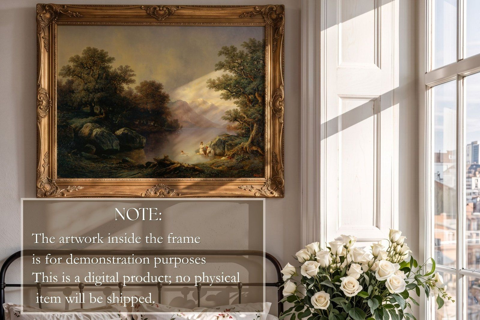 Gold ornate horizontal frame mockup