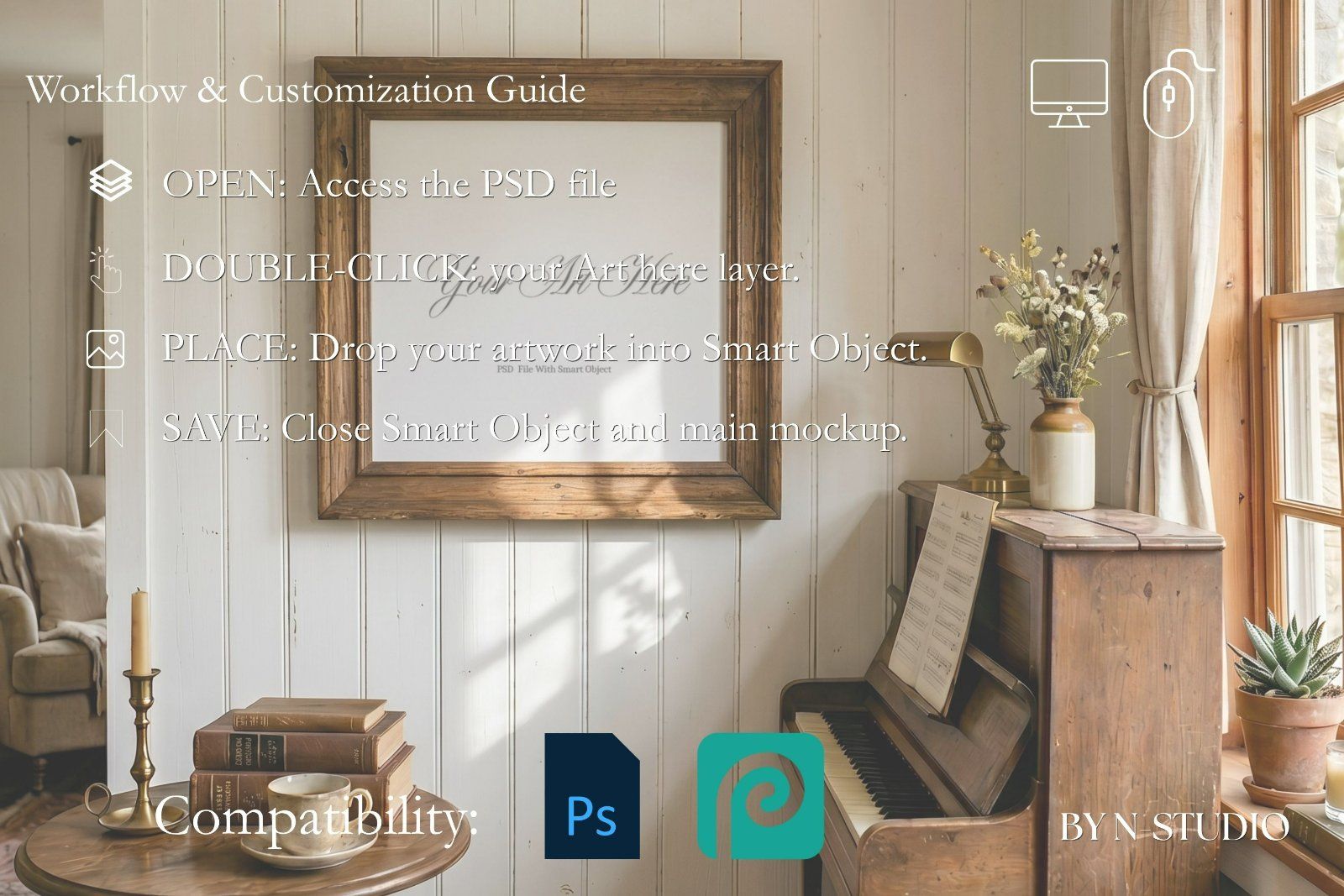 Rustic rooms Frame Mockup Bundle Collection