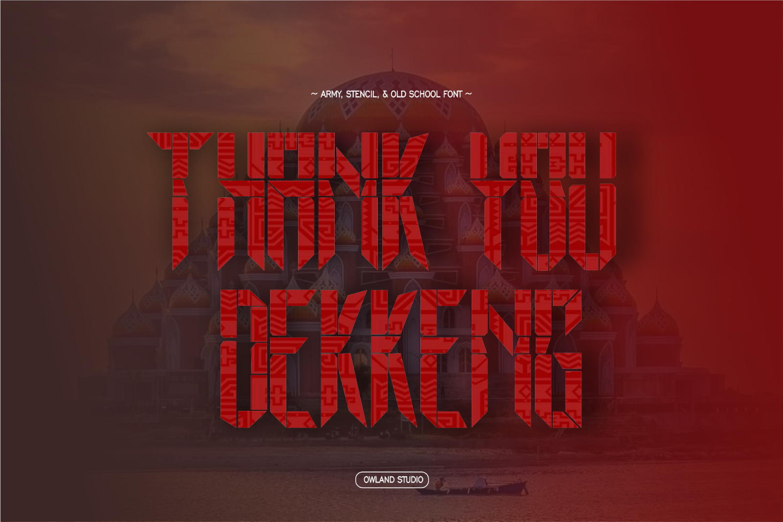 EWAKO MAKASSAR - ARMY, STENCIL, OLD SCHOOL FONT