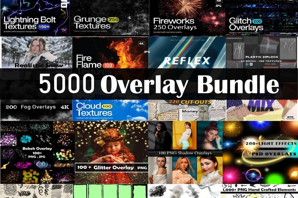 5000 Overlays Bundle, PNG bundle, Smoke Png, Fog png, Bokeh Overlays, overlay Textures, Photoshop