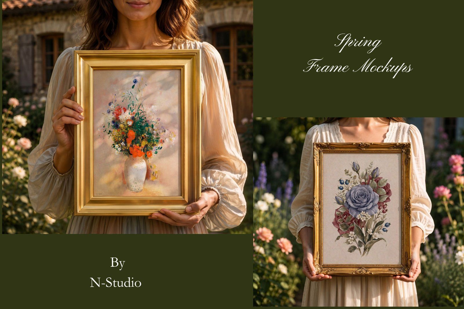 Spring Frame Mockups: Elegant Baroque & Gold Frames Collection