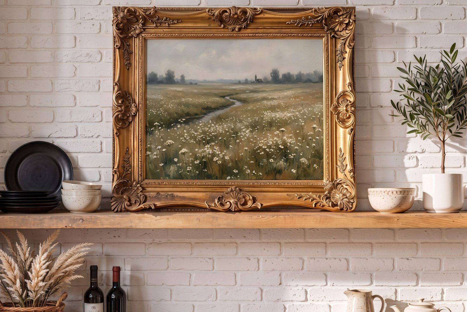 Gold ornate frame Mockup PSD, horizontal frame Ratio 4x5