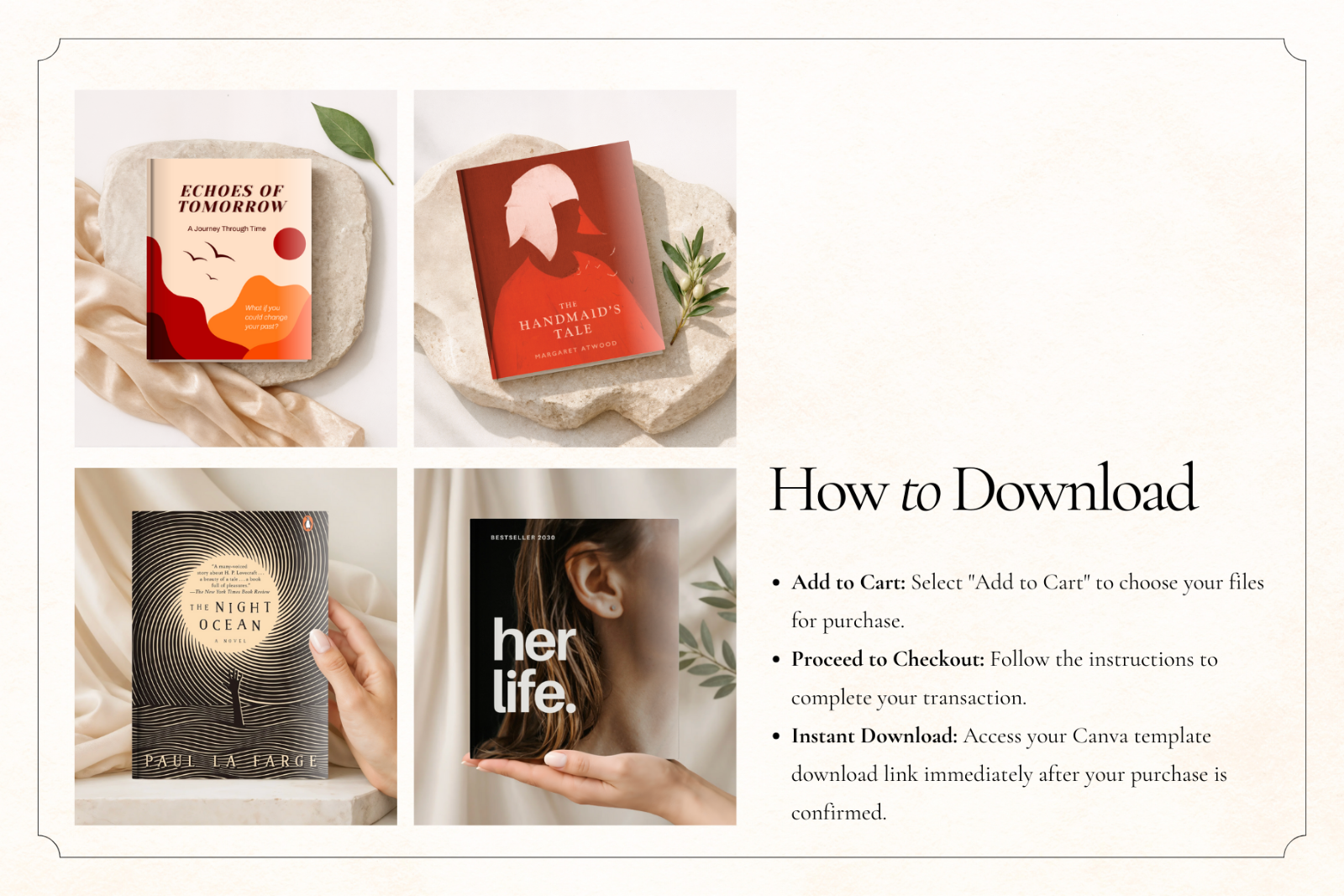 40 Editorial Book Cover Mockups for Canva