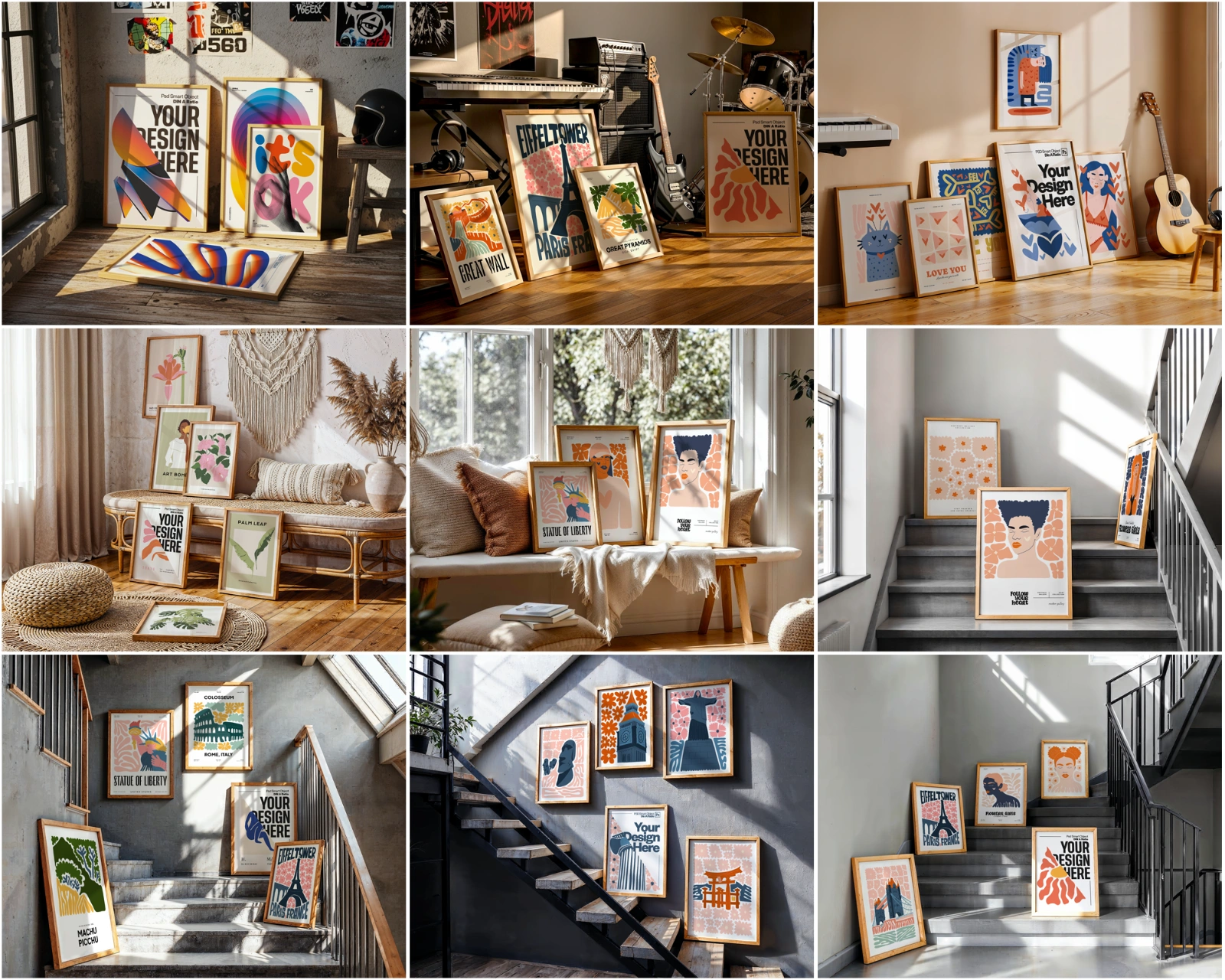 150 Poster Frame Mockup PSD Bundle, Wall Art Display , Din A Ratio — image 9