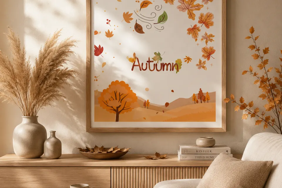 Autumn Landscape Wall Art – Cozy Fall Leaves Printable 🍂