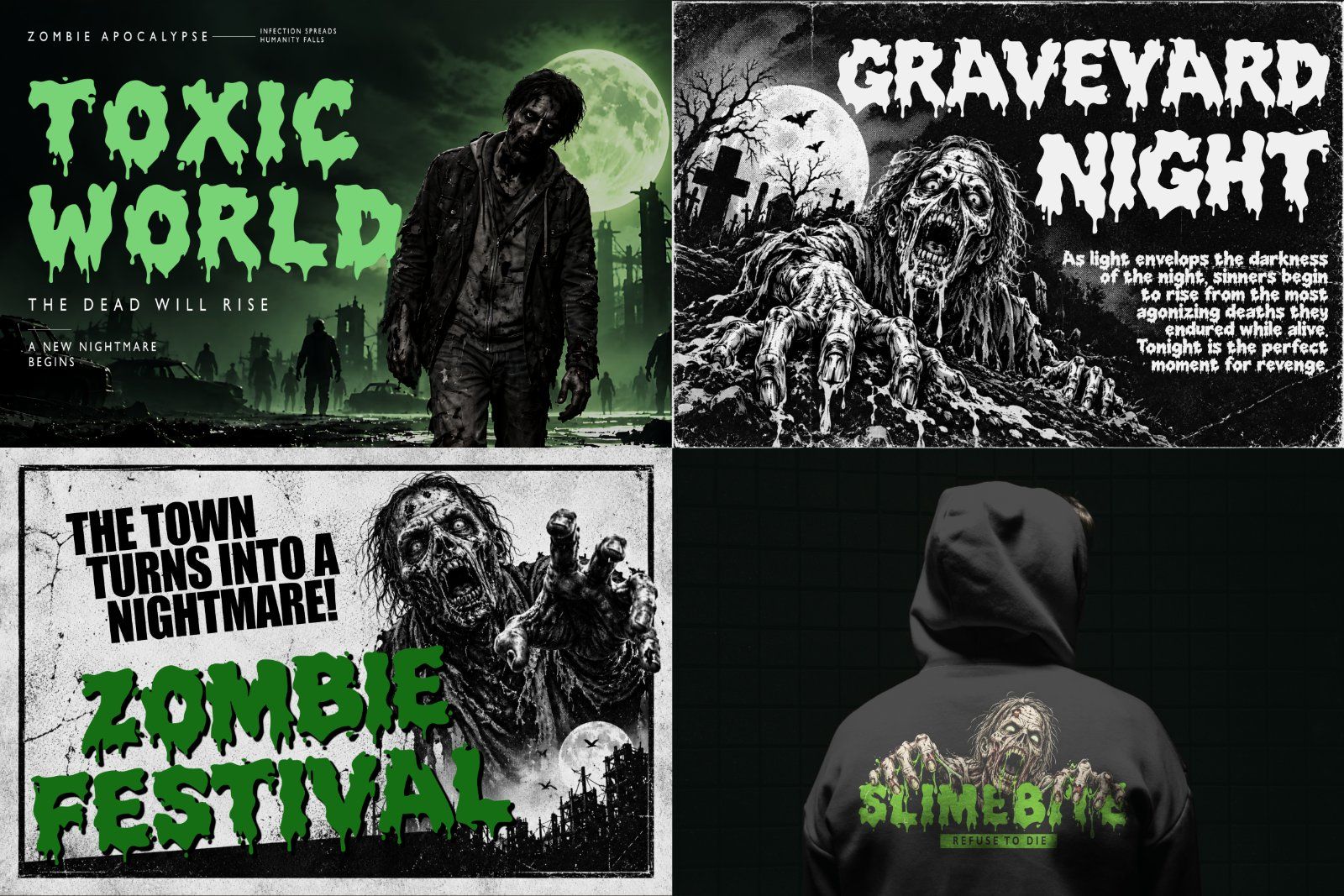 Halloween Horror Fonts Bundle, Extreme Metal Font Collection, Scary Display Typefaces for Posters — image 9