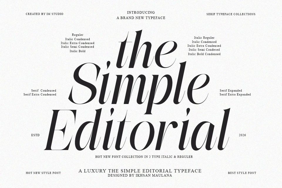 The Simple Editorial | 15 Style Font