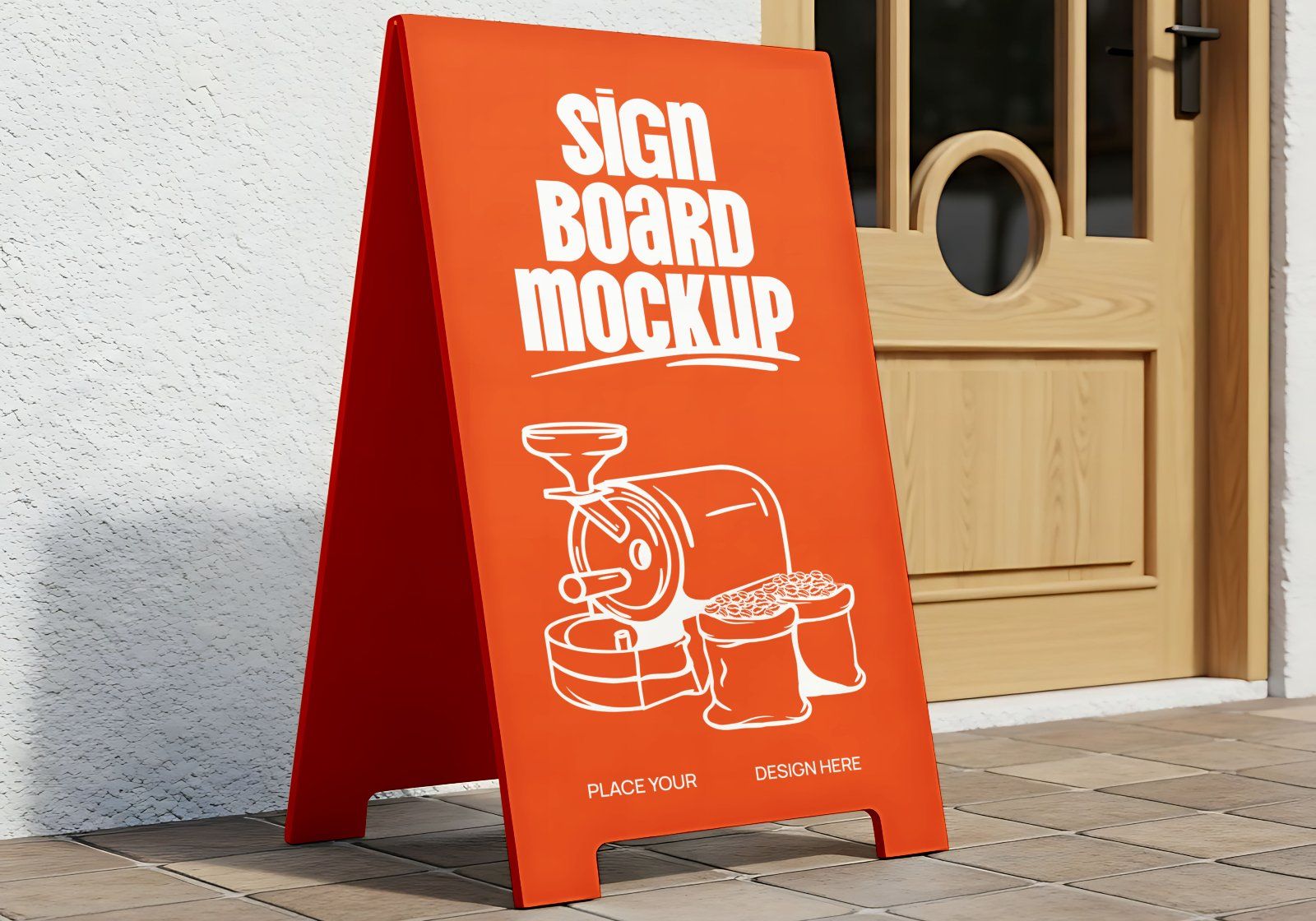 Premium Orange Cafe Coffee Mockup