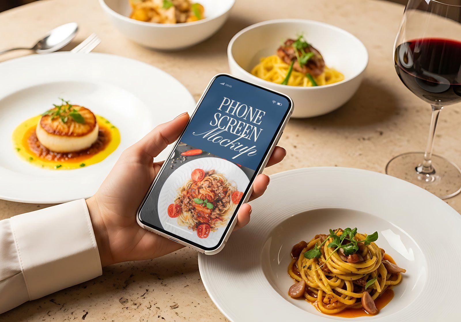 Premium Branding Blue Restaurant Mockup