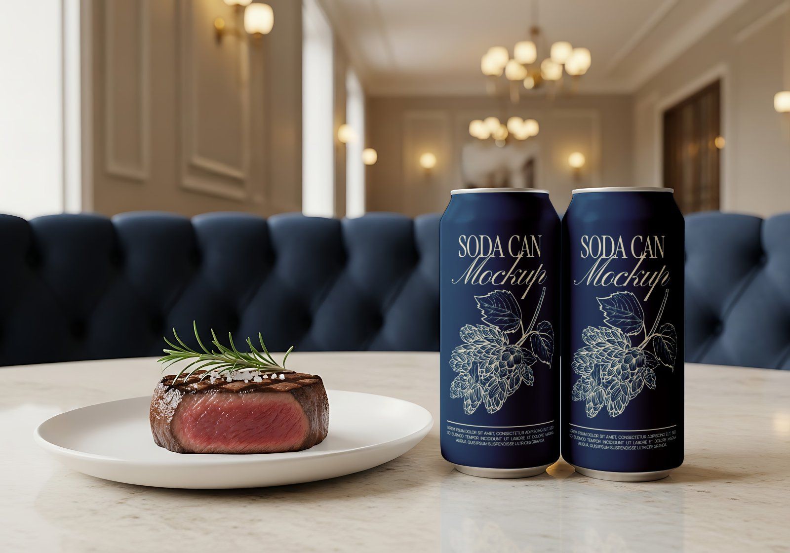 Premium Branding Blue Restaurant Mockup