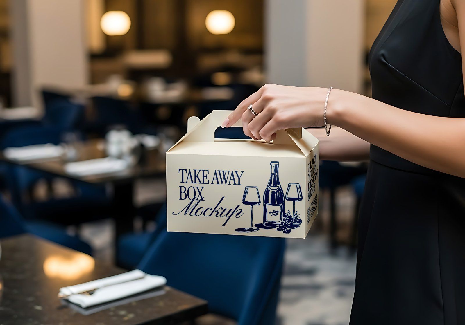 Premium Branding Blue Restaurant Mockup