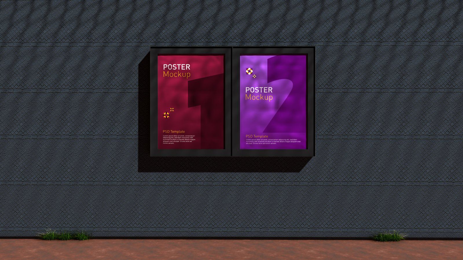 Outdoor Wall Mounted Poster Frame Mockup - 4 PSDs — image 2