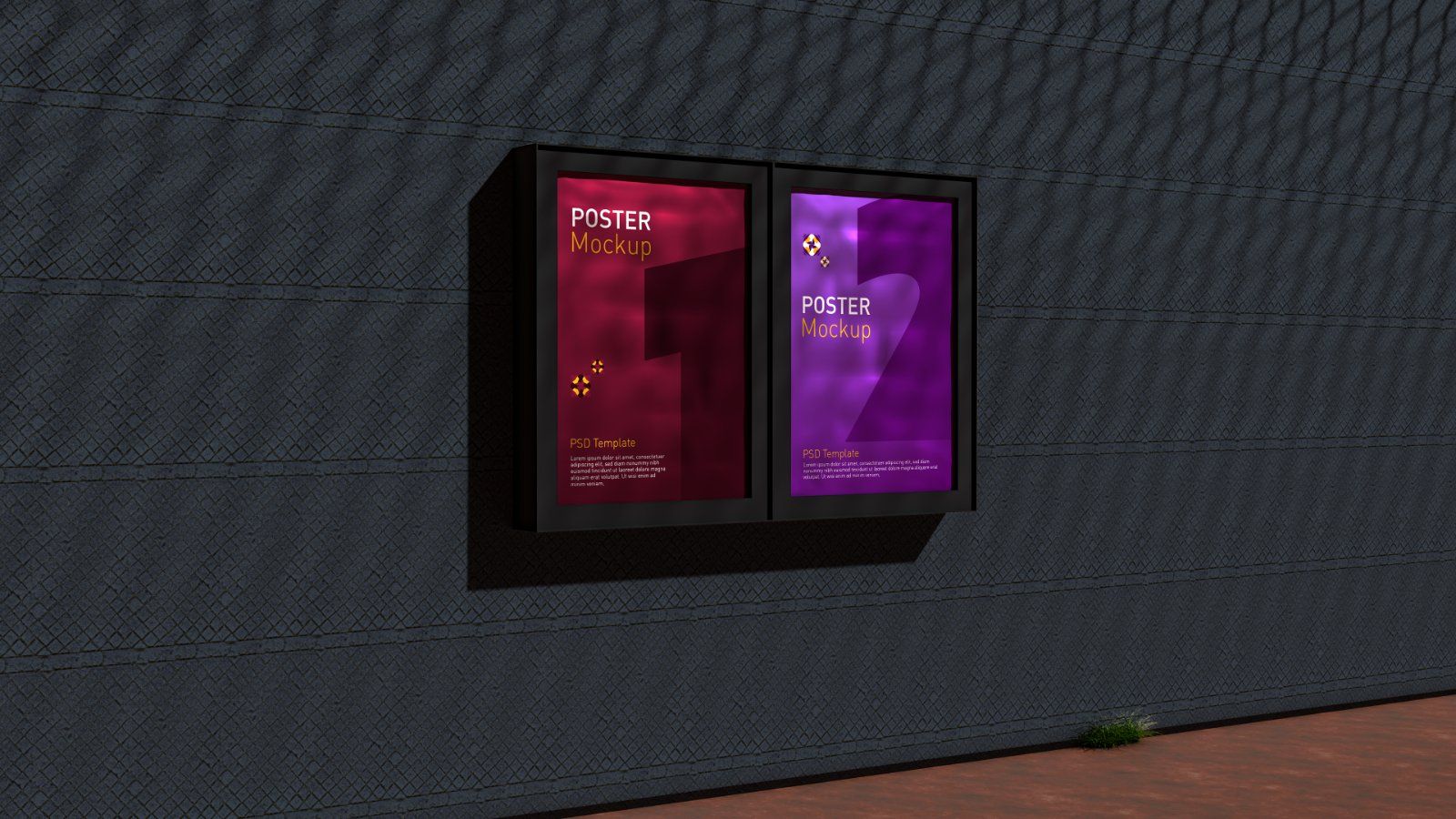 Outdoor Wall Mounted Poster Frame Mockup - 4 PSDs — image 3