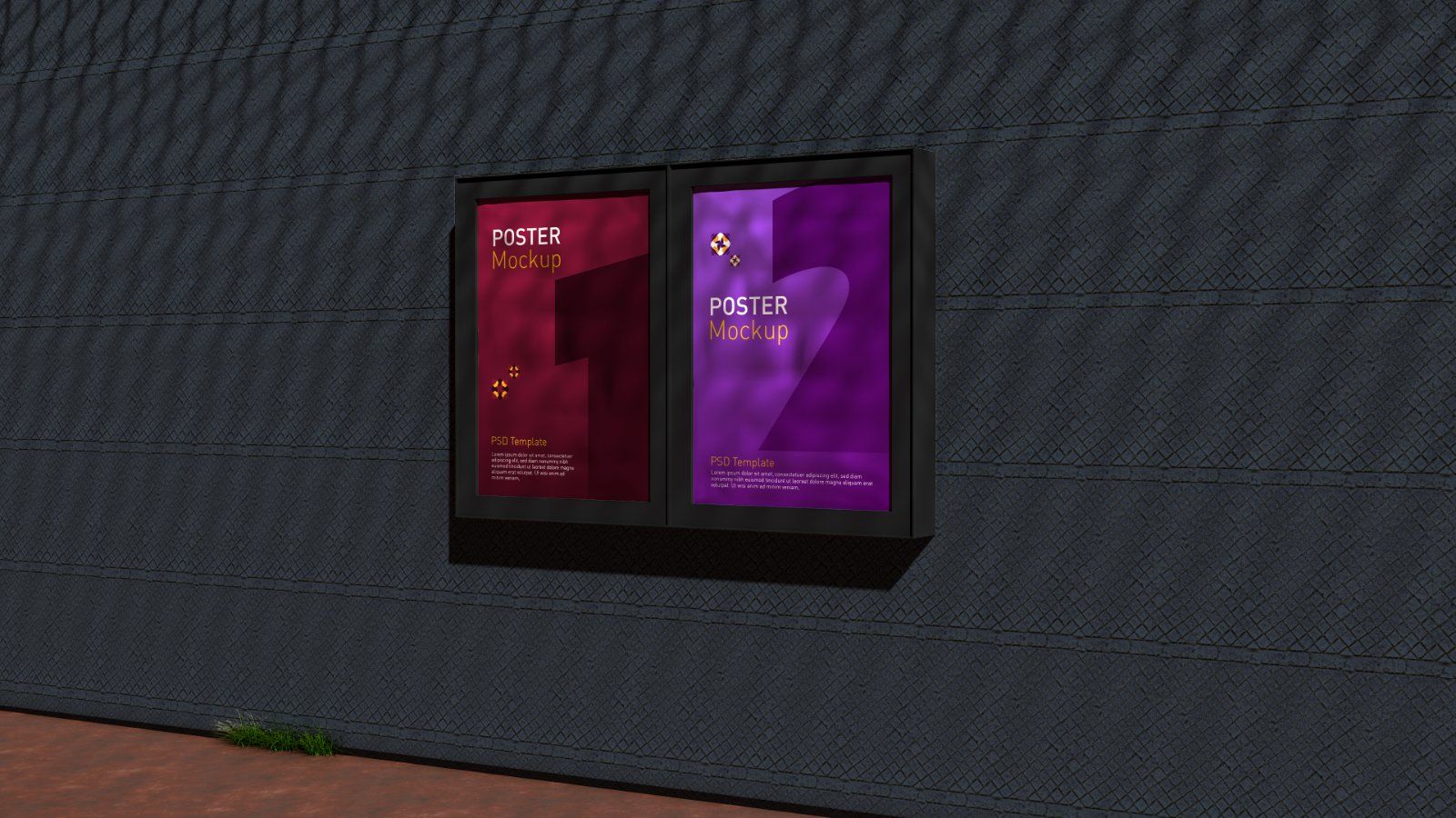 Outdoor Wall Mounted Poster Frame Mockup - 4 PSDs — image 4