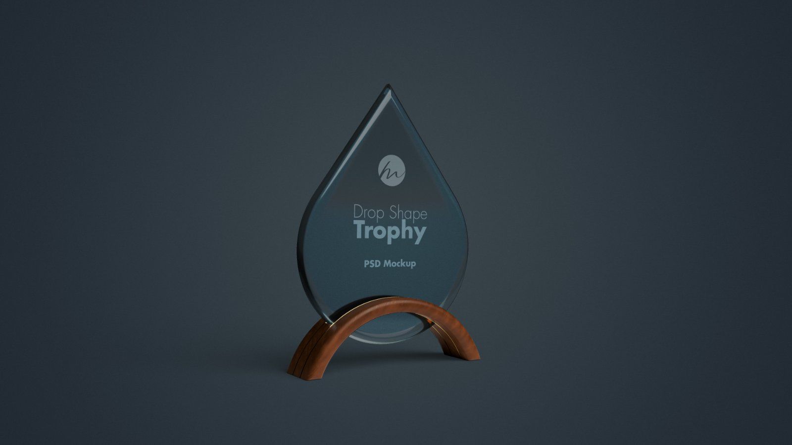 Drop Shape Crystal Trophy with Wooden Stand - 4 PSDs — image 2