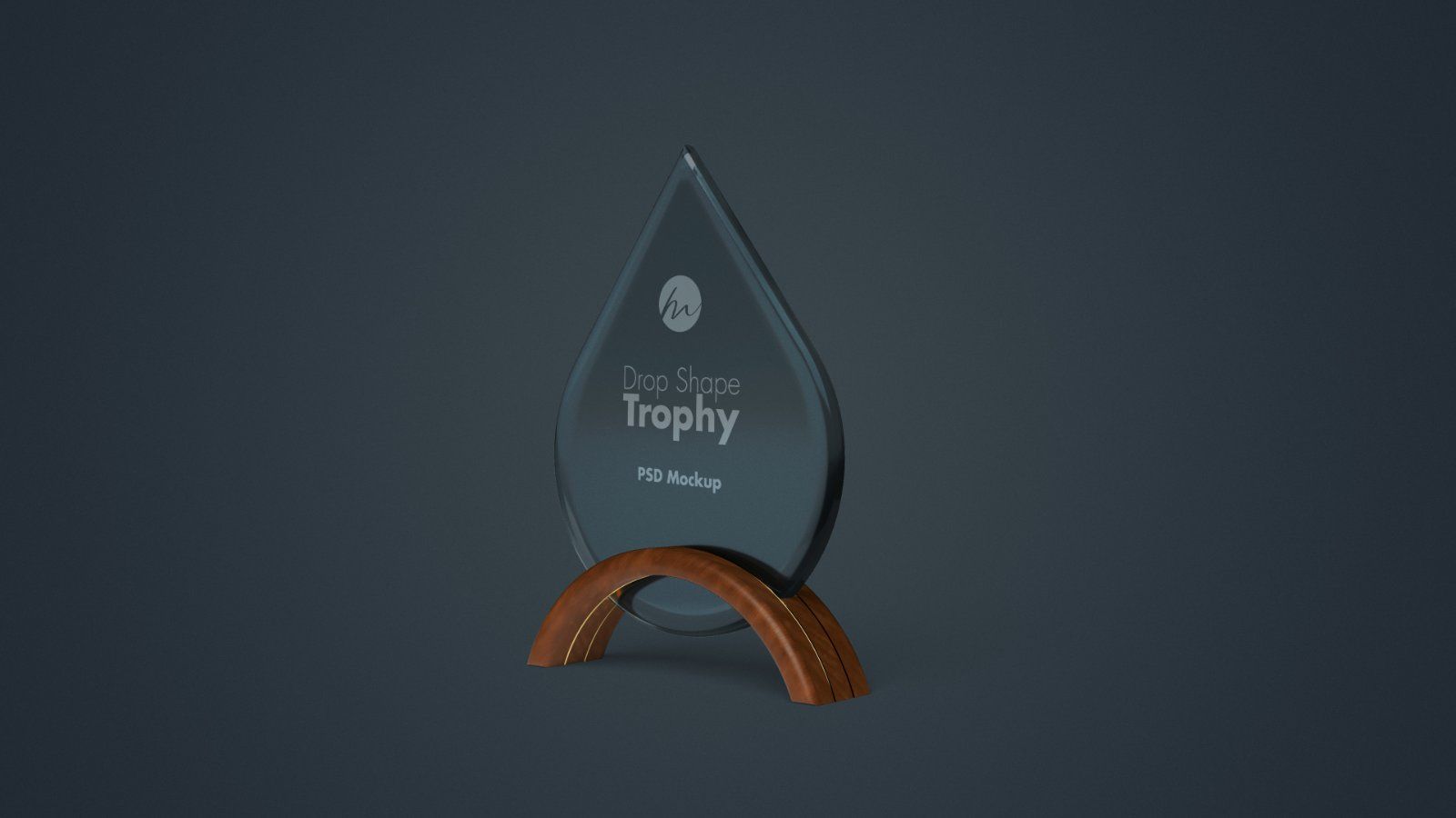 Drop Shape Crystal Trophy with Wooden Stand - 4 PSDs — image 4