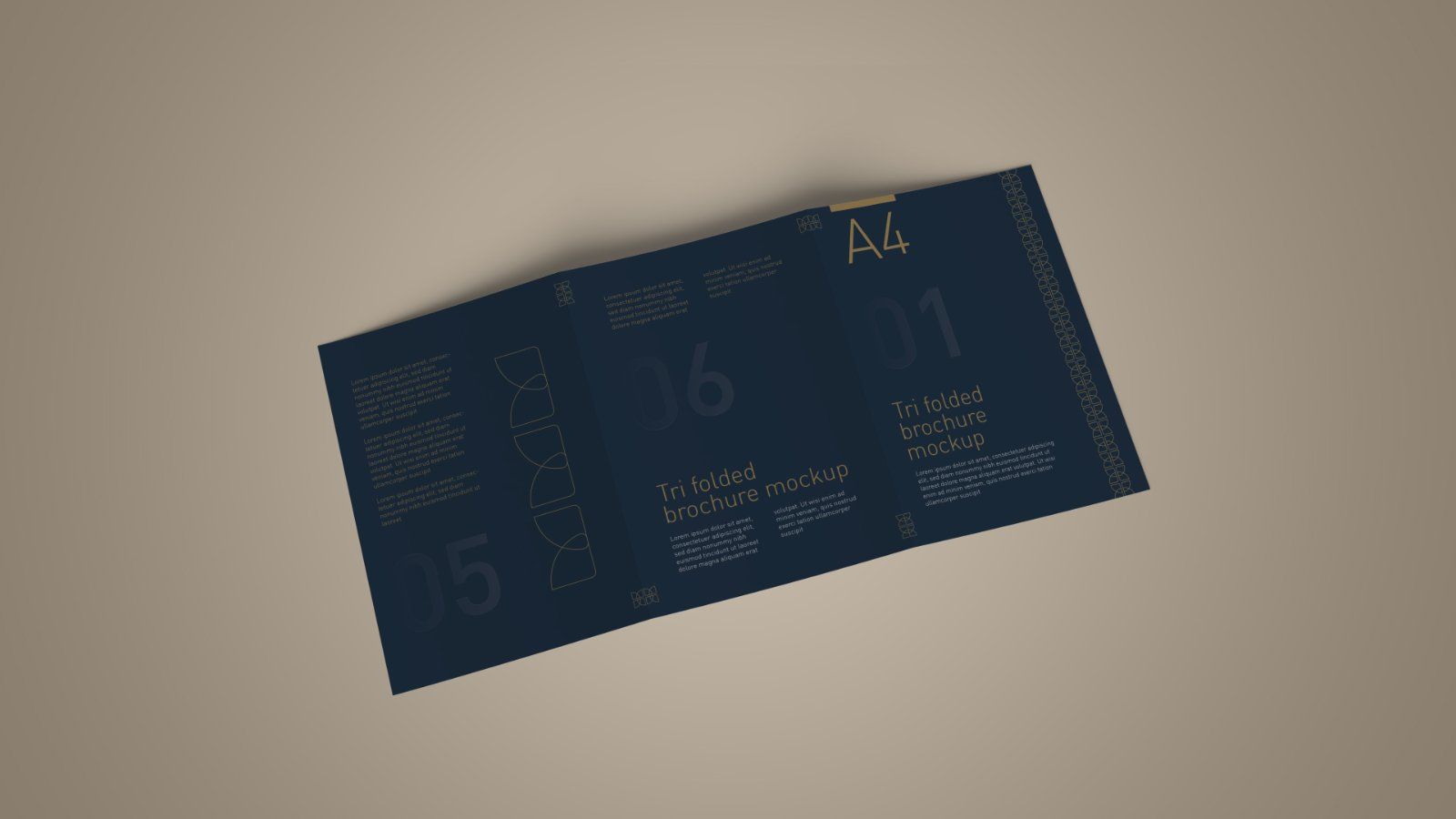 A4 Tri Fold Brochure PSD Mockup – 5 PSD Files, 3 Folded Flyer & Print Branding Mockup