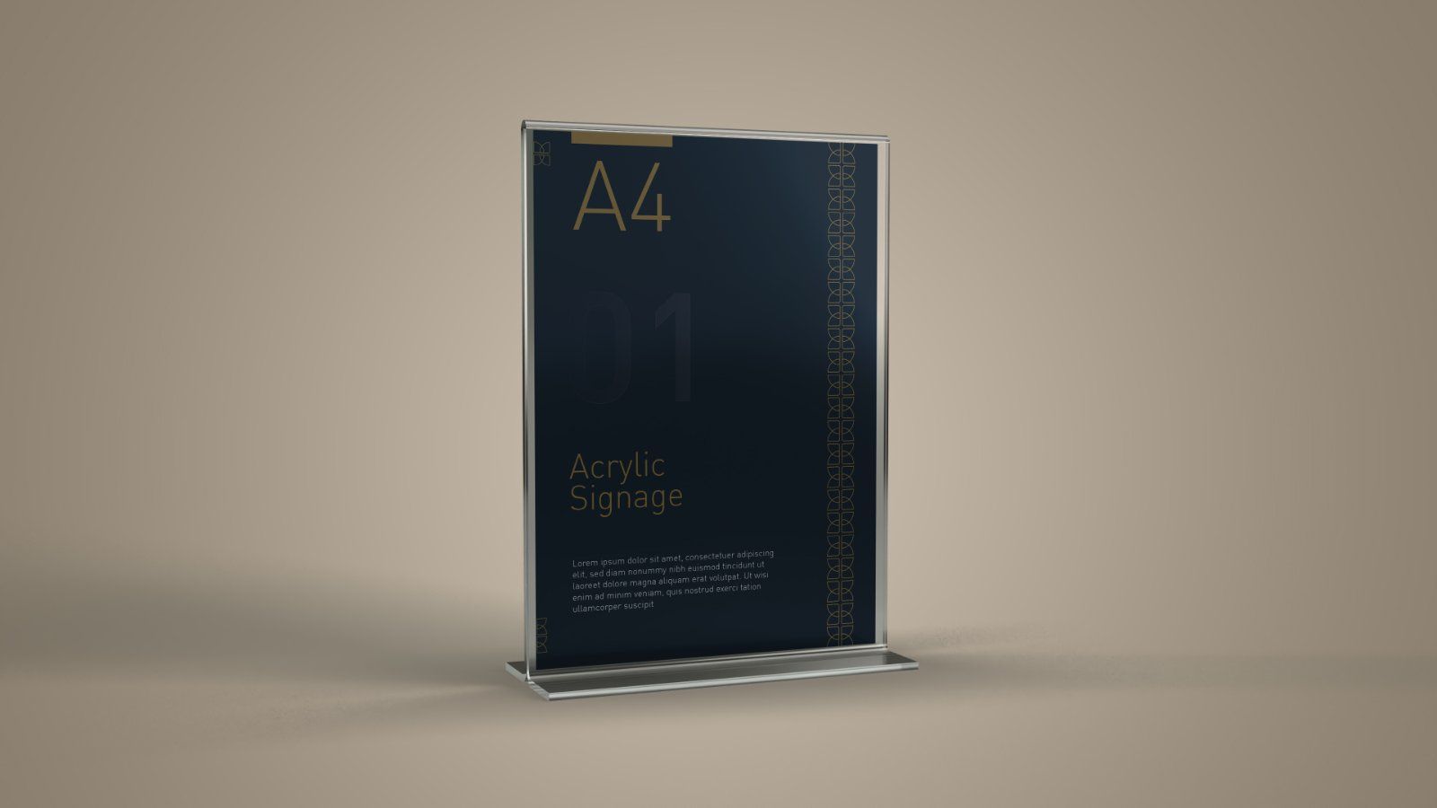 Acrylic Signage Display Stand Mockup – 5 PSD Files, Tabletop Poster & Menu Holder Mockup