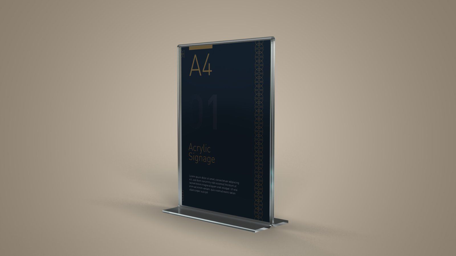 Acrylic Signage Display Stand Mockup – 5 PSD Files, Tabletop Poster & Menu Holder Mockup