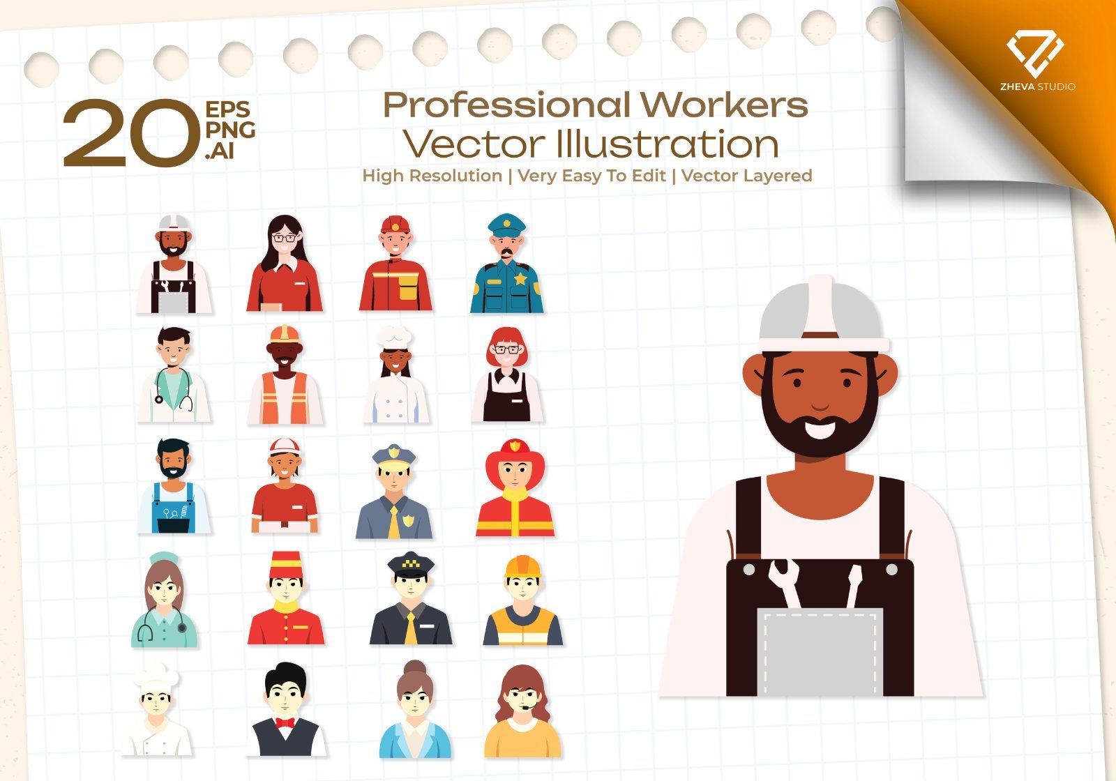 Premium Professional Workers Vector Illustration – 20 EPS & PNG