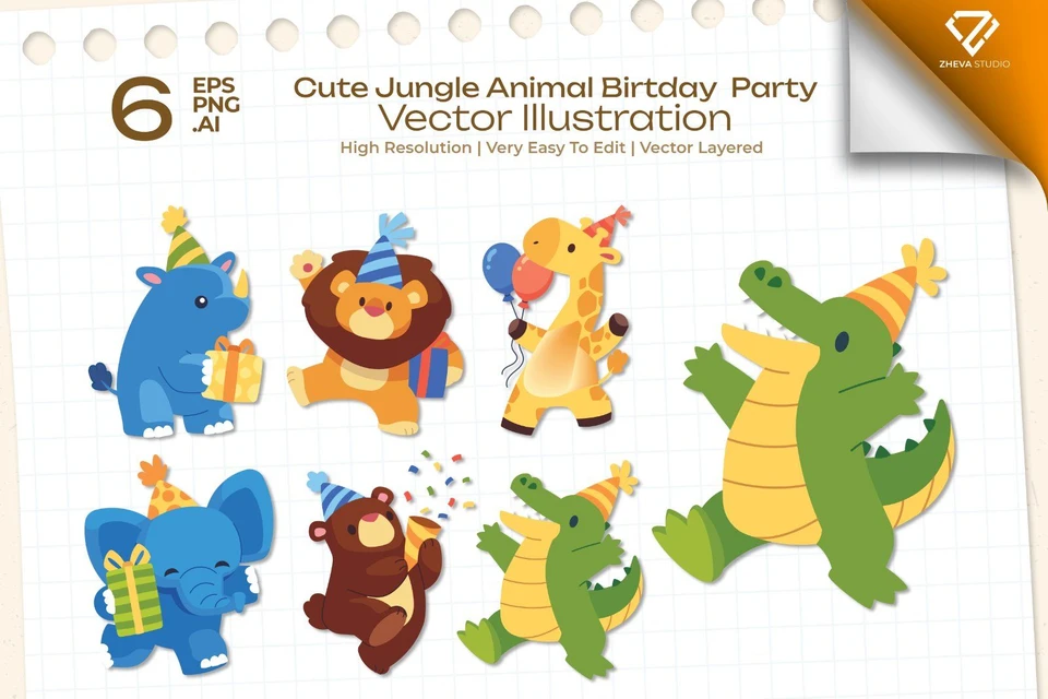 Premium Cute Jungle Animal Birtday Party