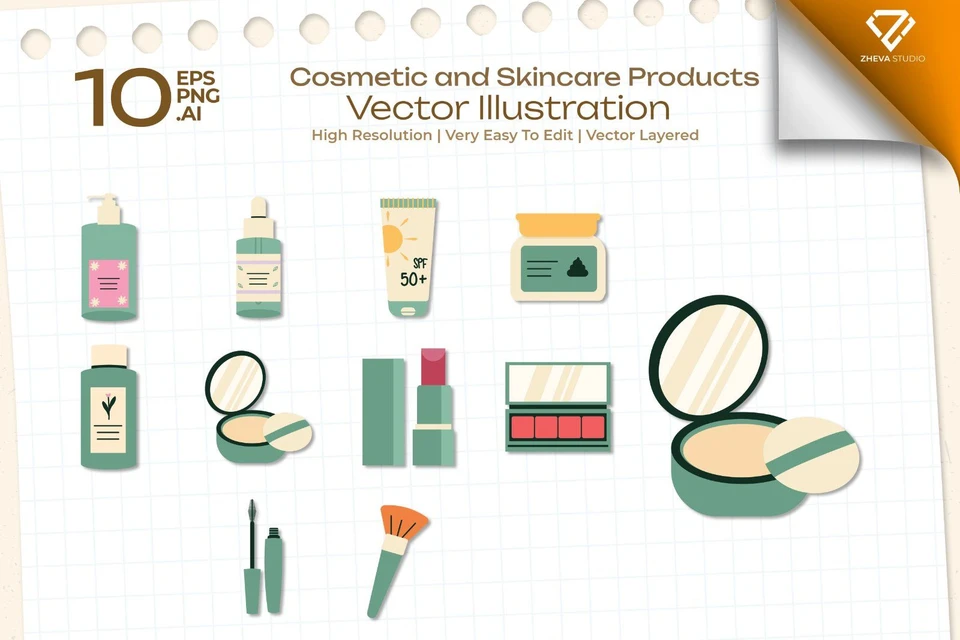 Premium Cosmetic and Skincare Products Vector Illustration