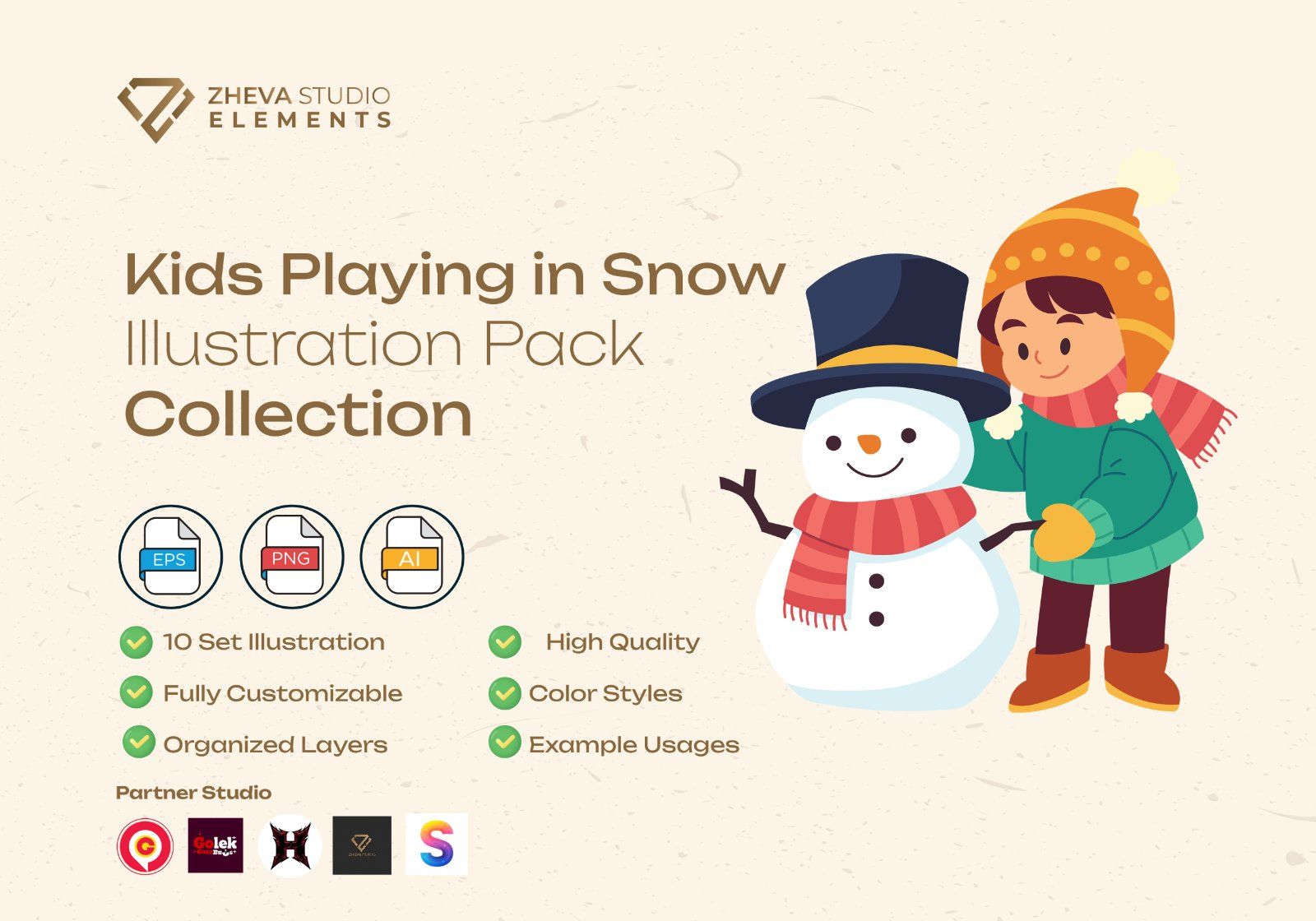 Premium Kids Playing in Snow Vector Illustration – 10 EPS & PNG Files