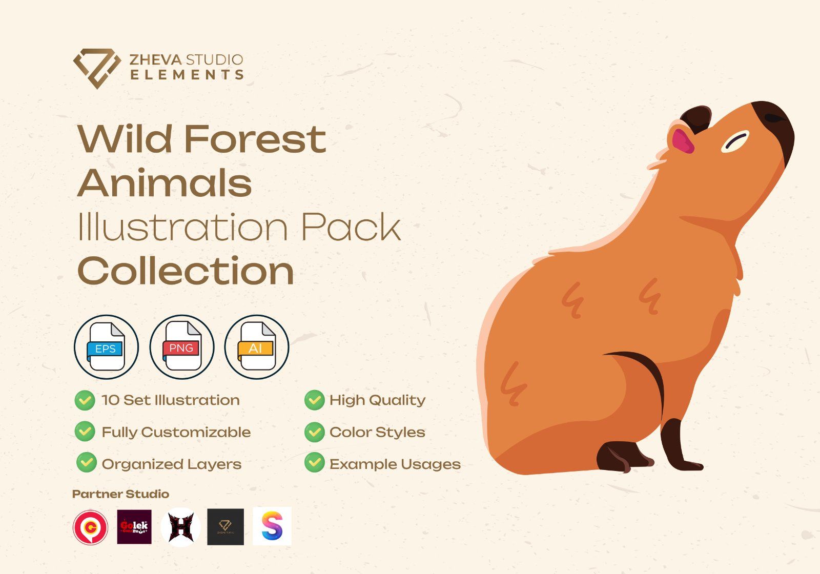 Premium wild forest animals Vector Illustration – 10 EPS & PNG Files