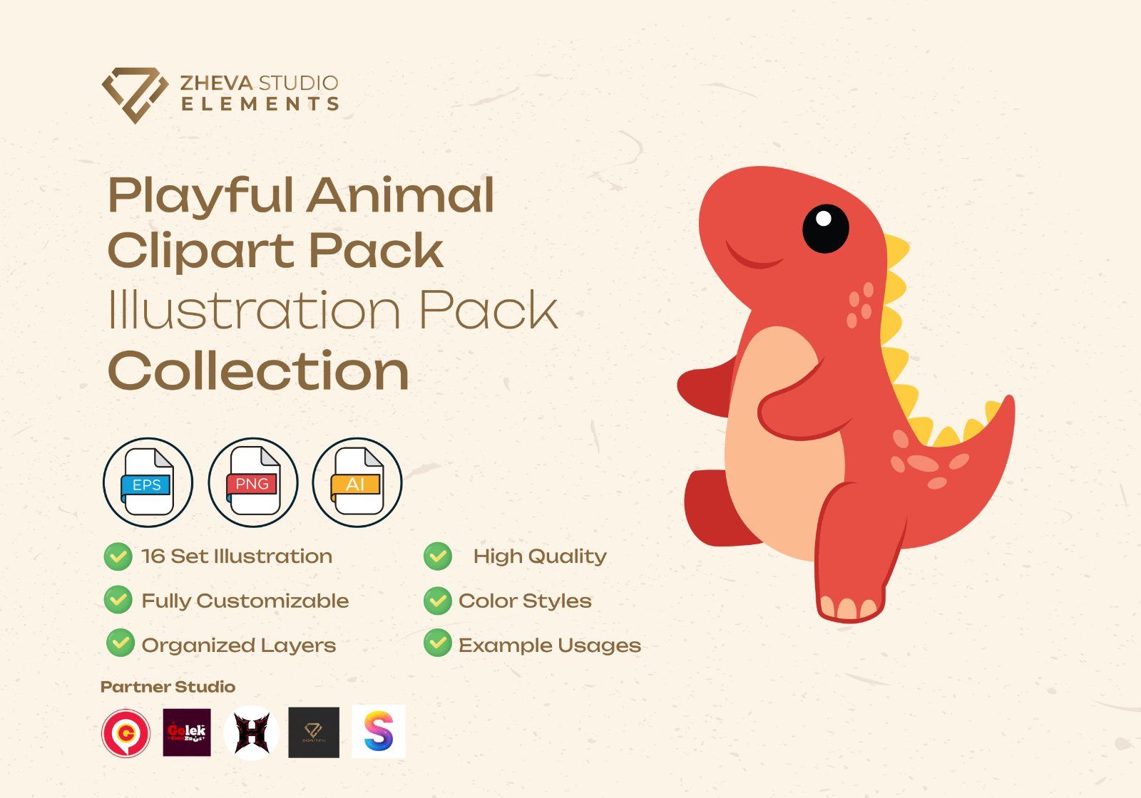 Premium Playful Animal Clipart Pack Vector Illustration – 16 EPS & PNG Files