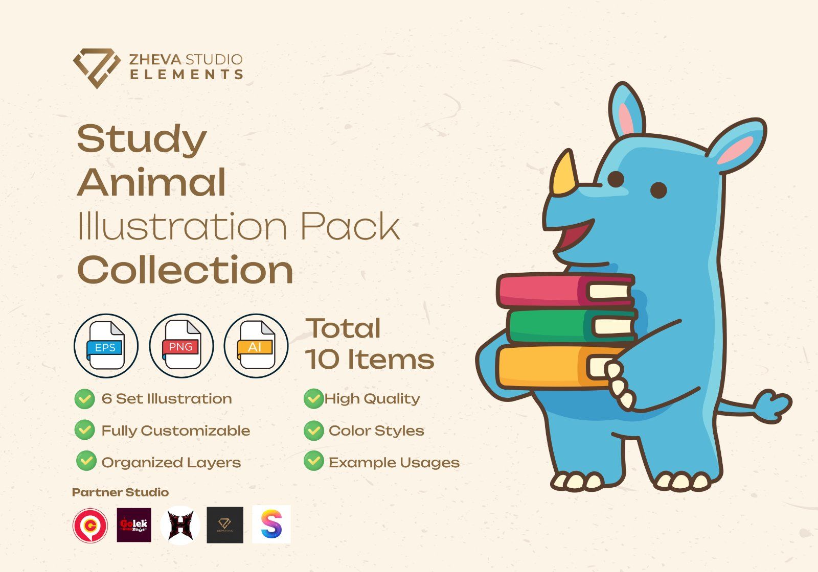 Premium Study Animal Vector Illustration – 6 EPS & PNG Files $5.90