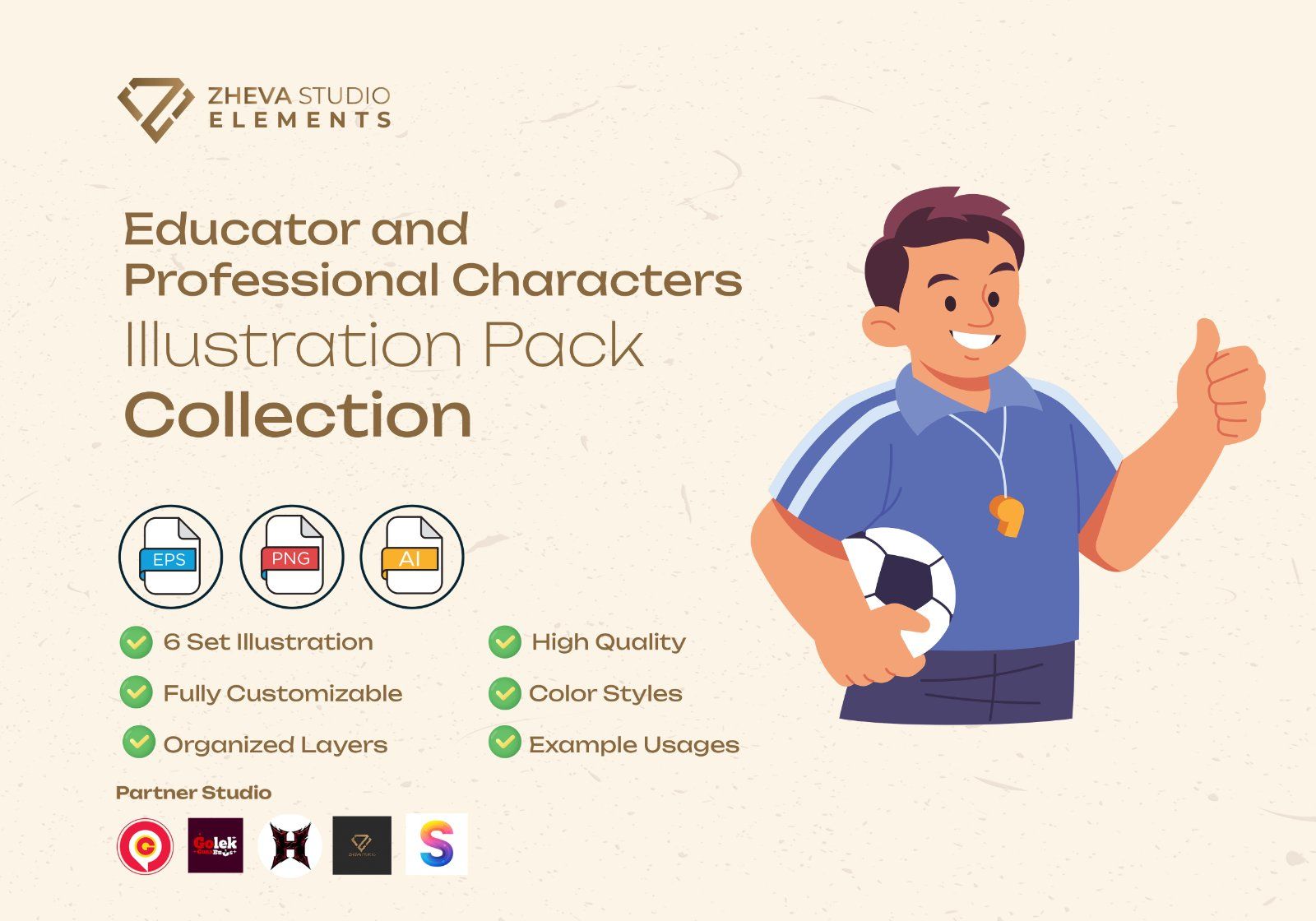 Premium Educator and Professional Characters Vector Illustration – 6 EPS & PNG Files