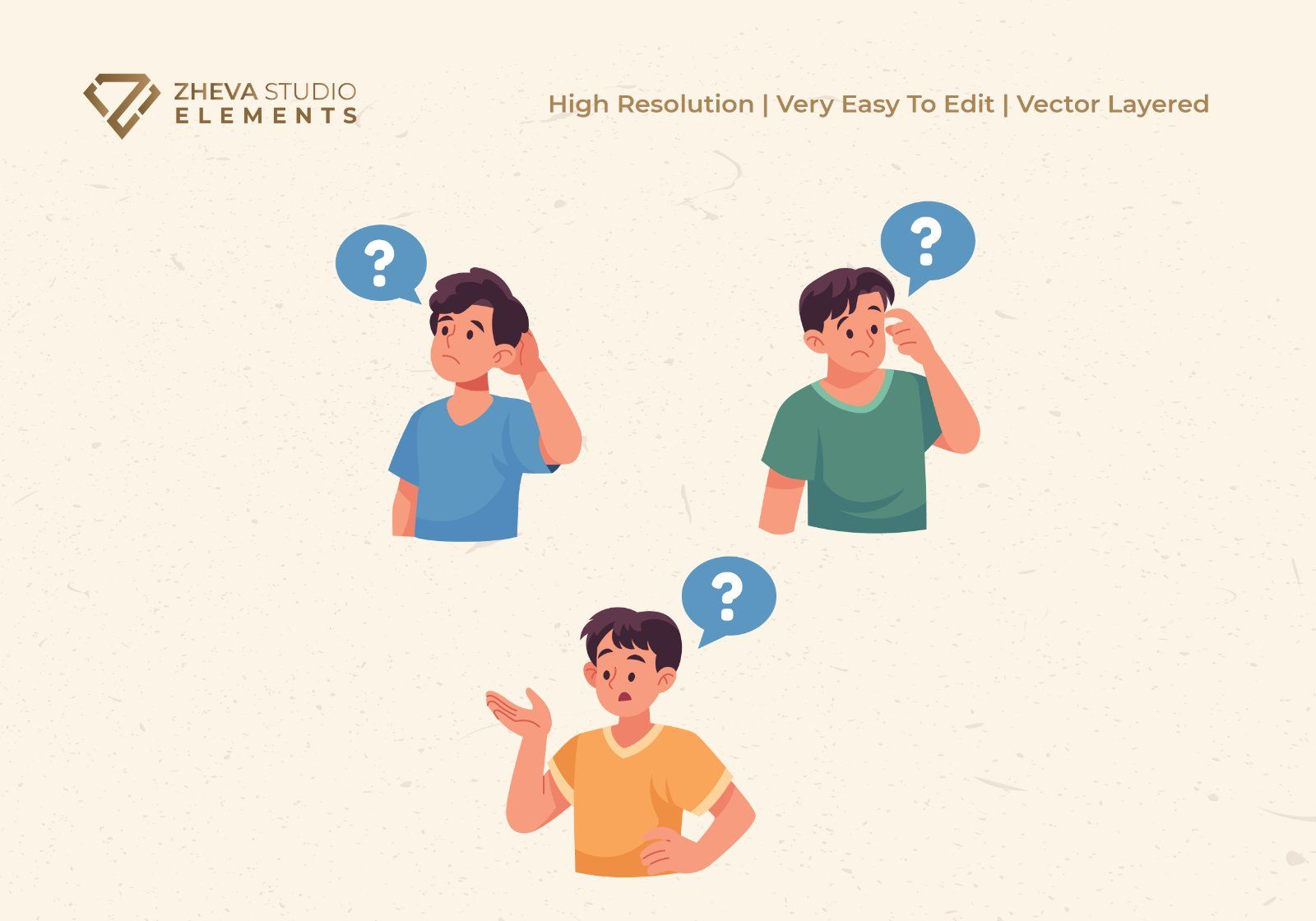 People with Questioning Marks Expression Set
