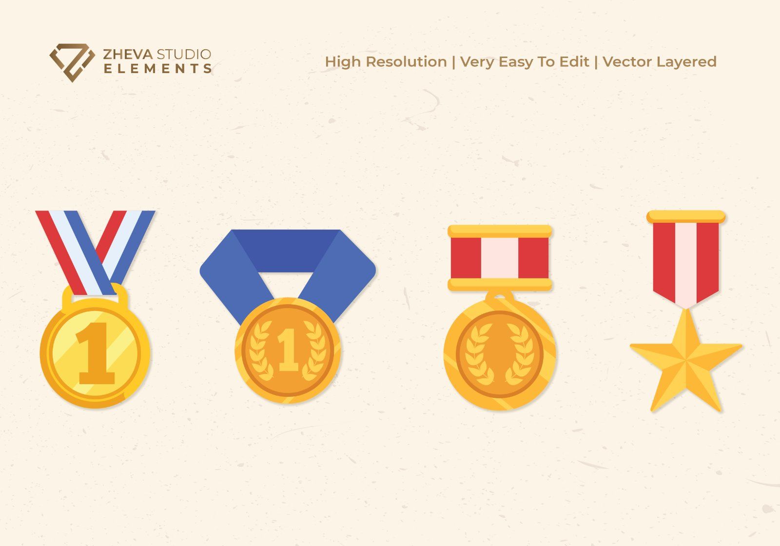 Premium Award Medals and Trophy Vector Illustration – 8 EPS & PNG File