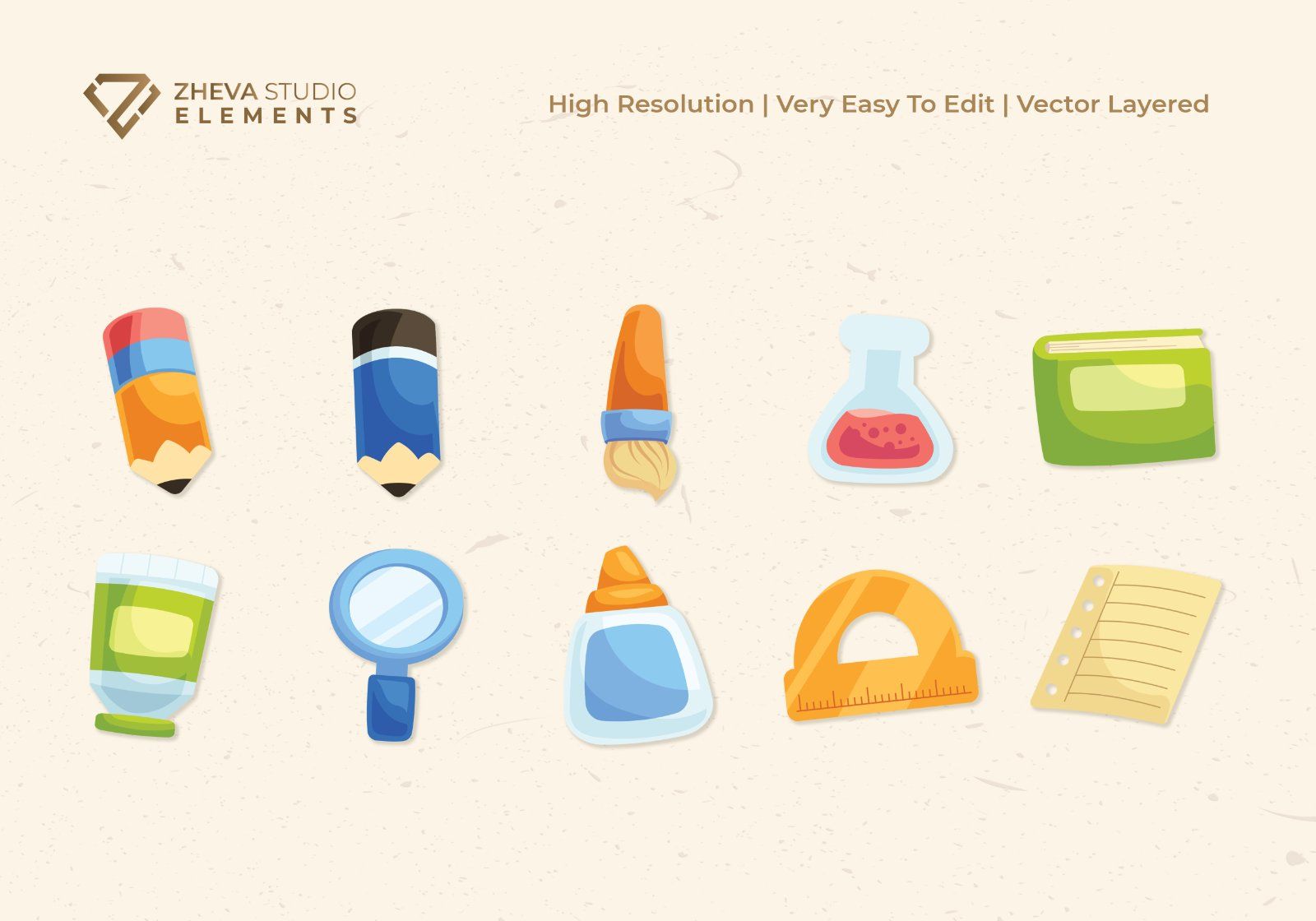 Premium Stationery School Vector Illustration – 20 EPS & PNG Files