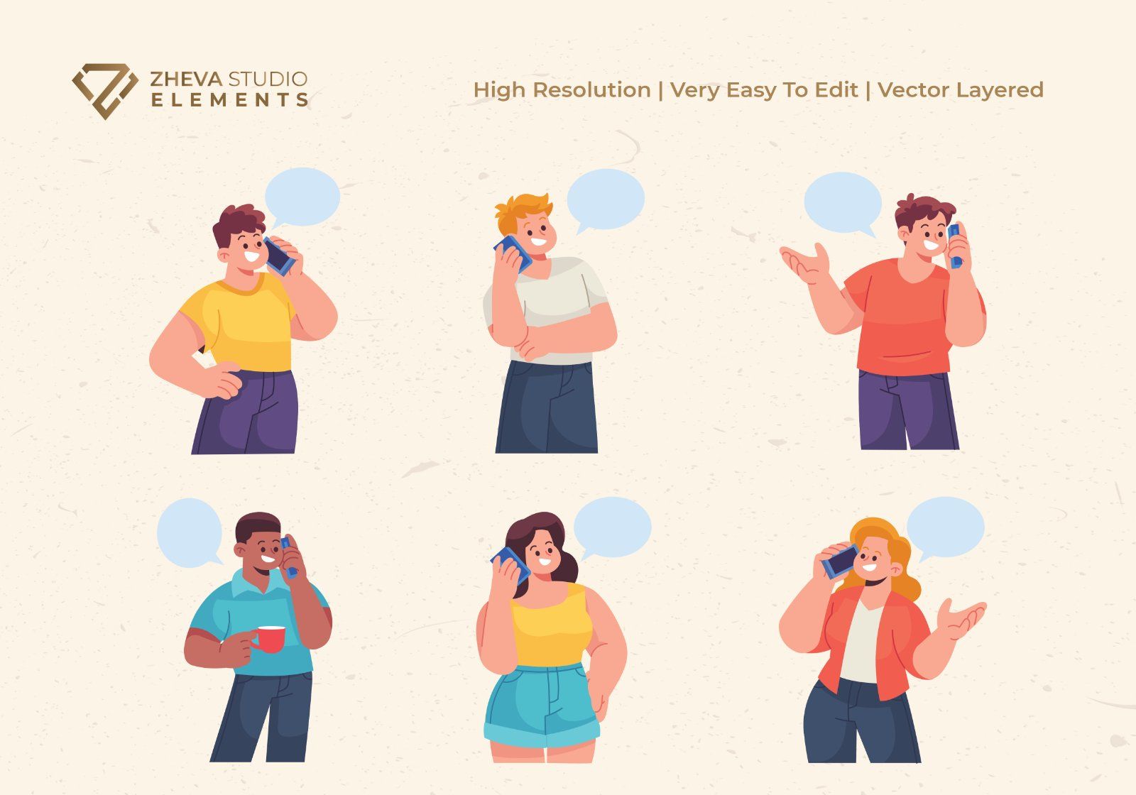 Premium People Talking on the Phone Vector Illustration