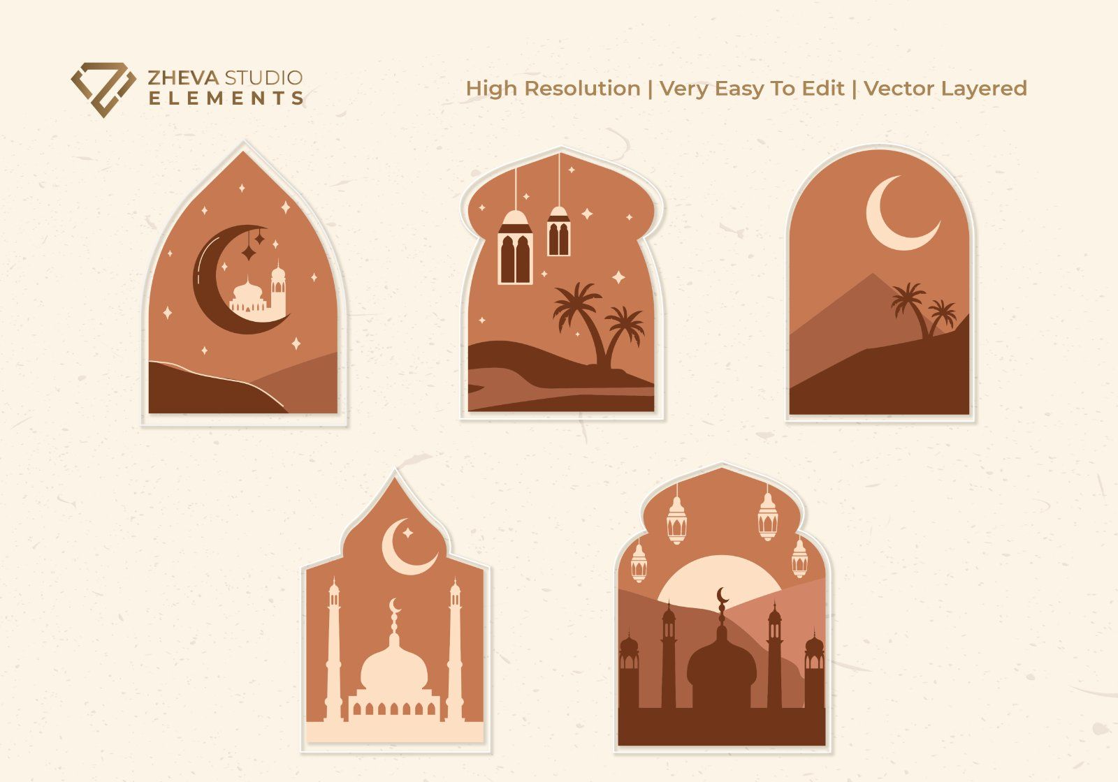 Premium Minimalist Ornament Islamic Vector Illustration – 10 EPS & PNG Files