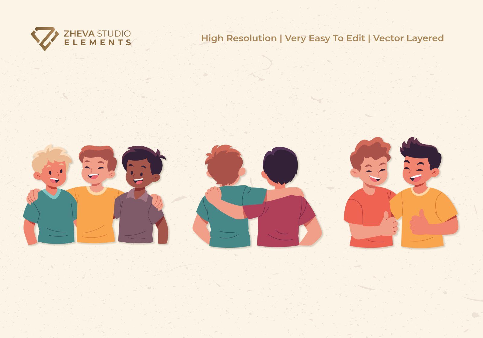 Premium Boys Friendship Vector Illustration – 5 EPS & PNG Files