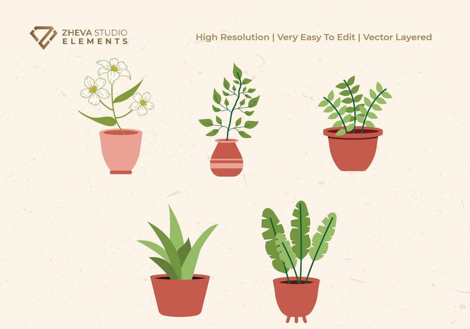 Premium Collection of Indoor Potted Plants Vector Illustration – 10 EPS & PNG Files