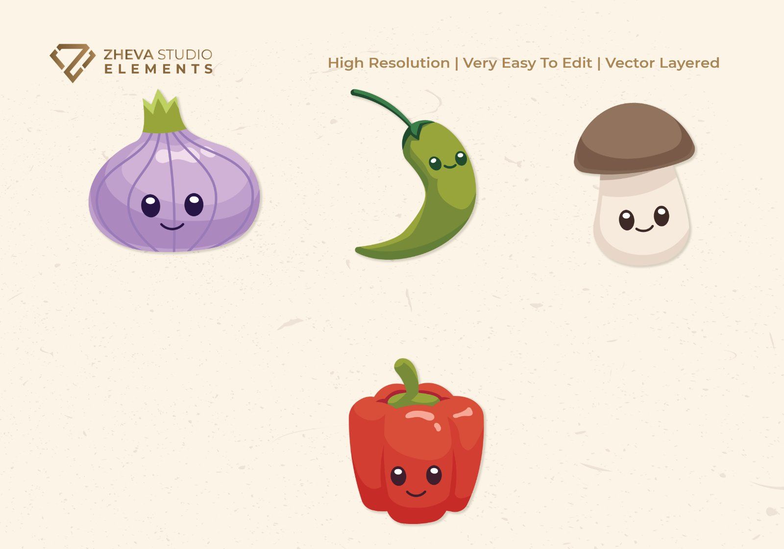 Premium Funny Veggie Faces Vector Illustration – 9 EPS & PNG Files