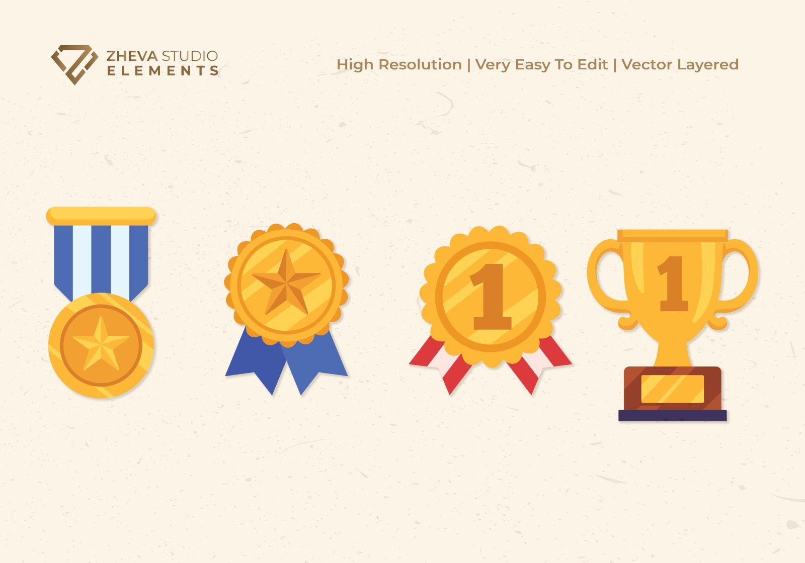 Premium Award Medals and Trophy Vector Illustration – 8 EPS & PNG File