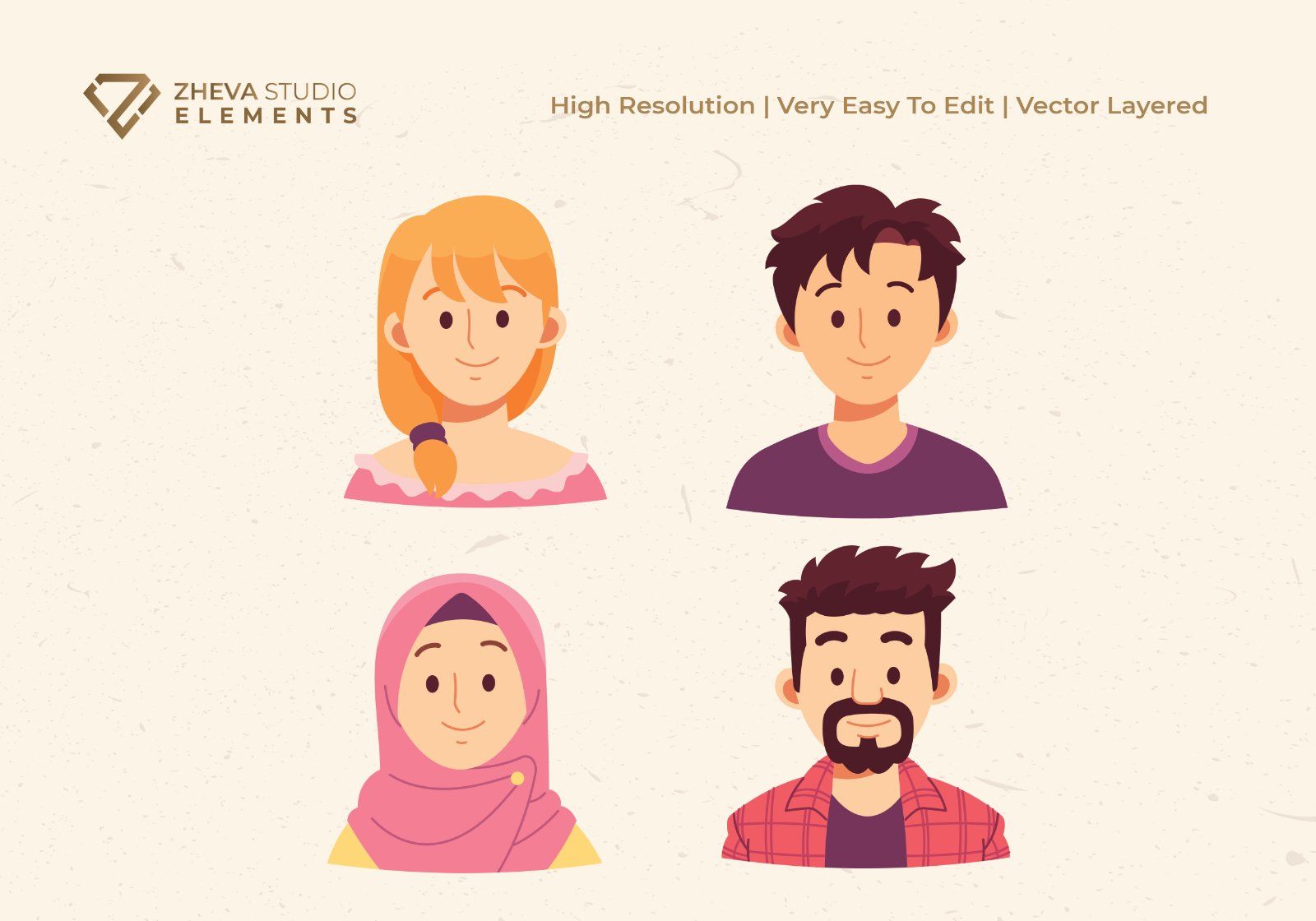 Premium Set of Diverse People Avatars Vector Illustration