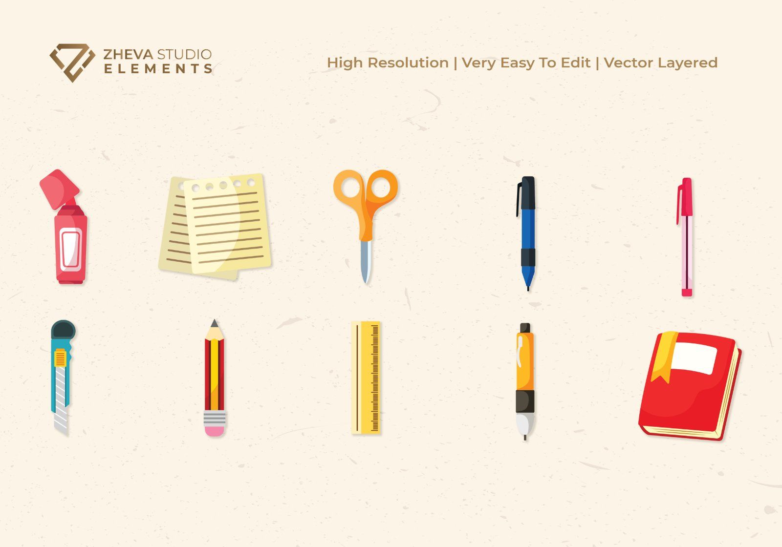 Premium Stationery School Vector Illustration – 20 EPS & PNG Files